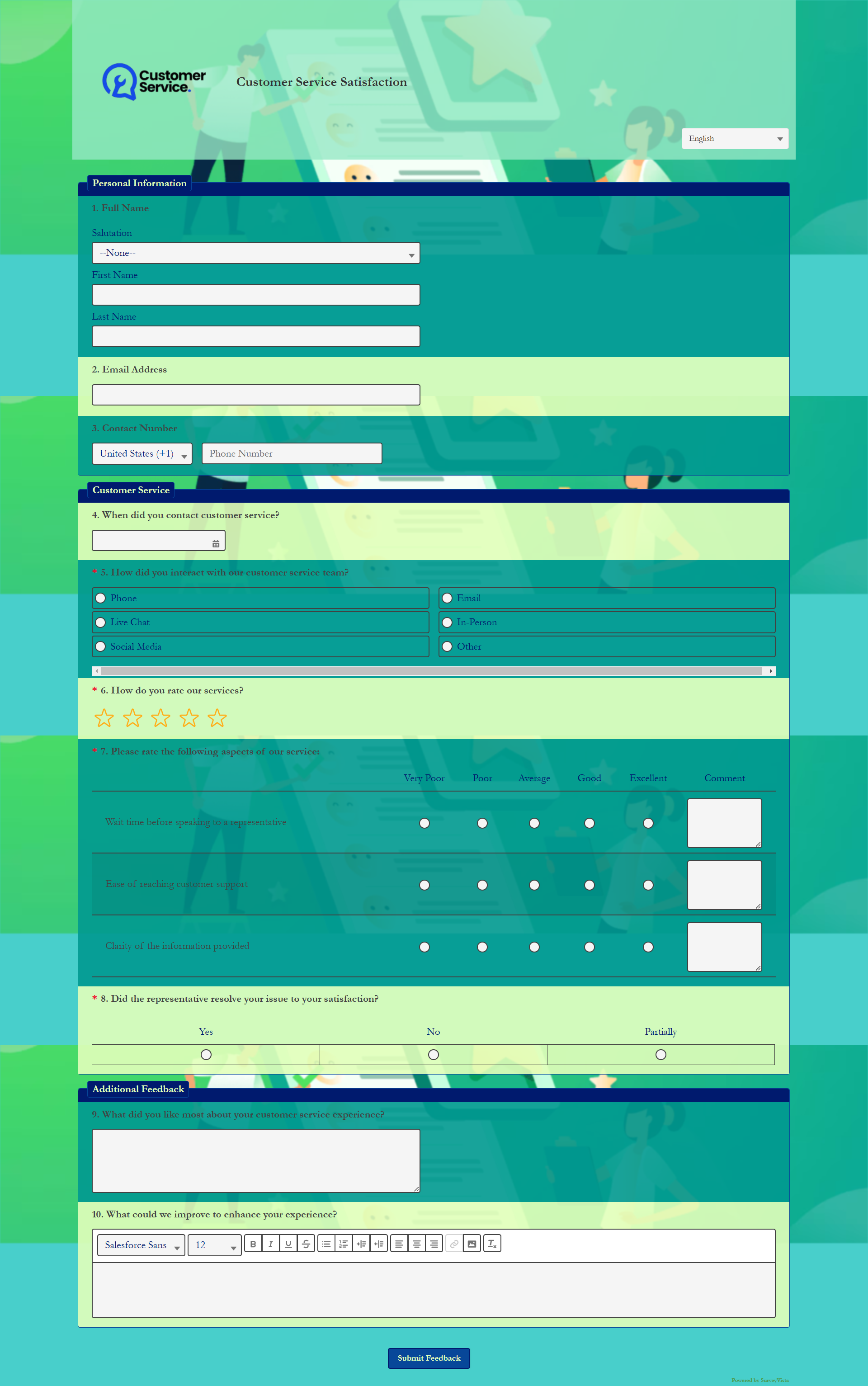 Customer Service Satisfaction Form