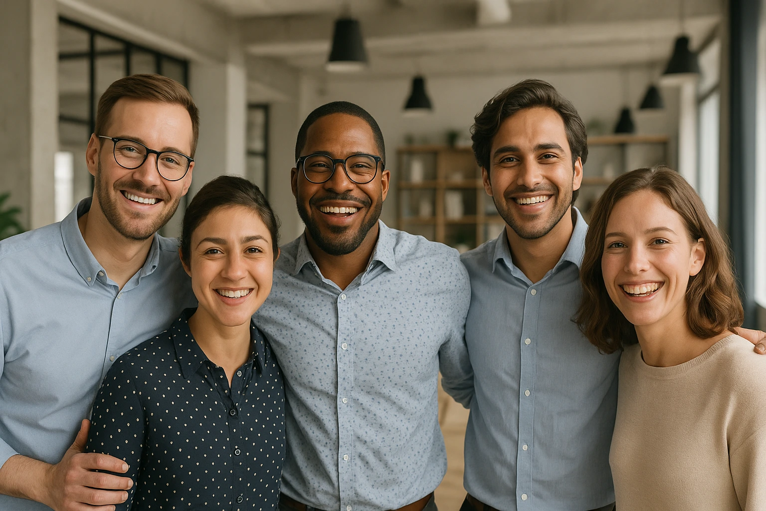 happy employees in office