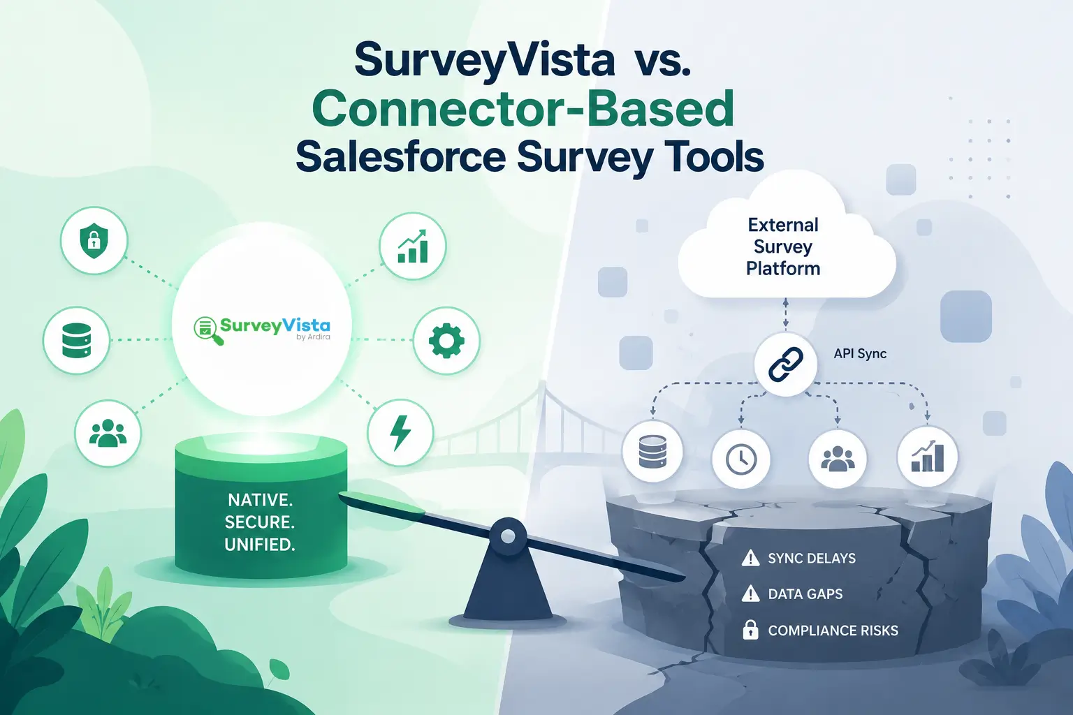 SurveyVista vs. Connector-Based Salesforce Survey Tools